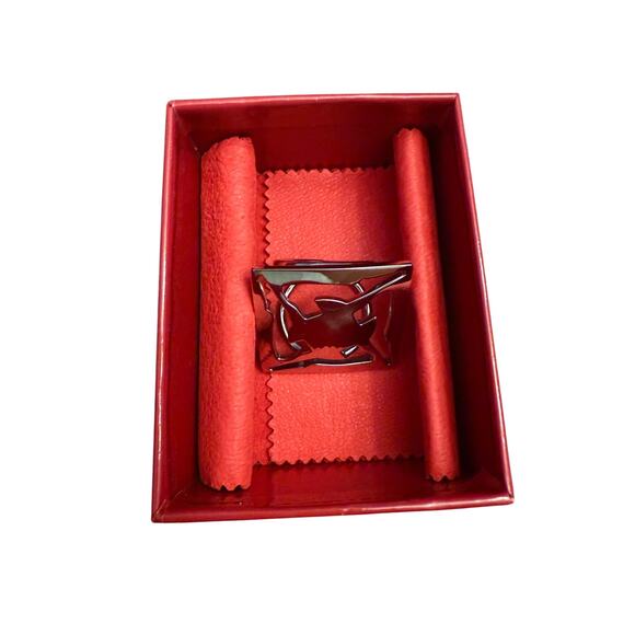 Salvatore Ferragamo Silver Scarf Ring Luxury Fashion Made in Italy - Picture 1 of 5